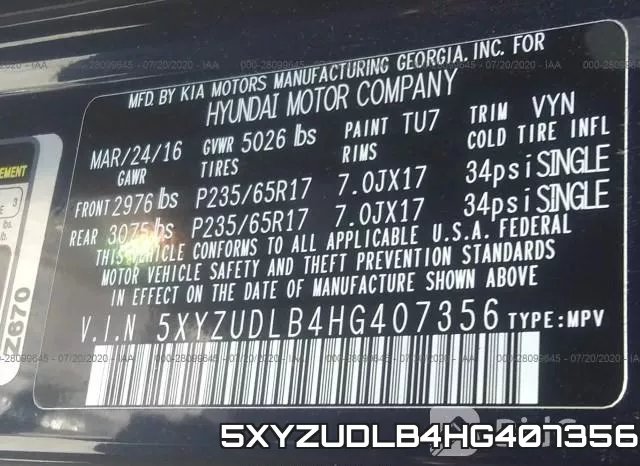 5XYZUDLB4HG407356 фото 10