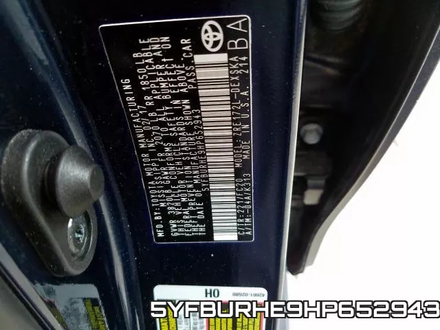 5YFBURHE9HP652943 фото 2