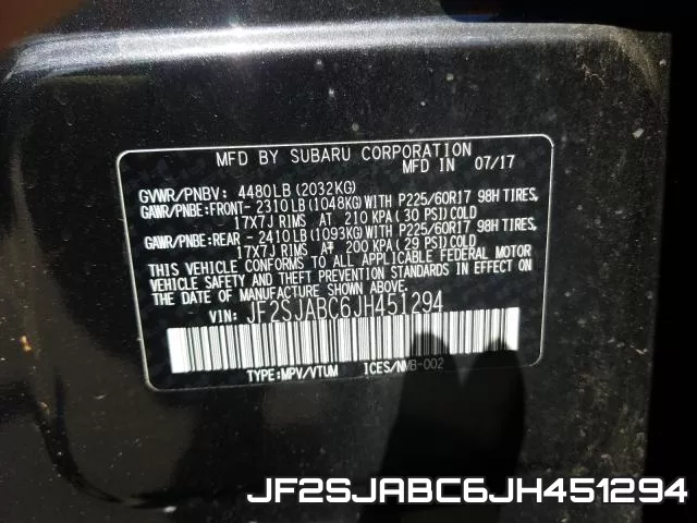 JF2SJABC6JH451294 фото 2