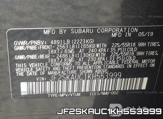 JF2SKAUC1KH553999 фото 10