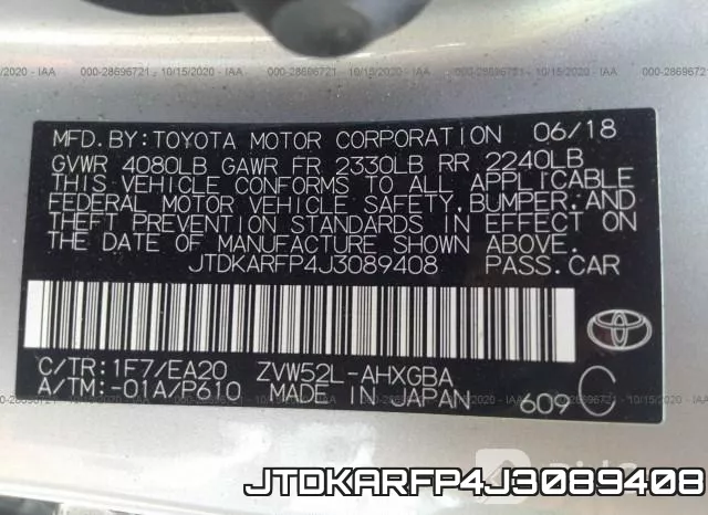 JTDKARFP4J3089408 фото 10