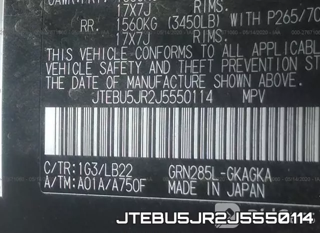 JTEBU5JR2J5550114 фото 10