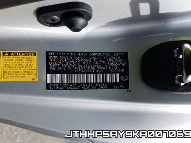 JTHHP5AY9KA007069 фото 2