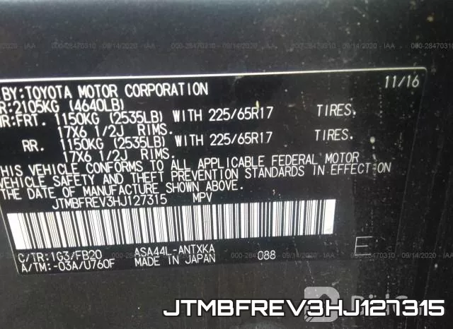 JTMBFREV3HJ127315 фото 10