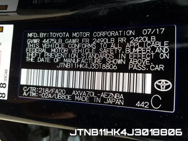 JTNB11HK4J3018806 фото 2