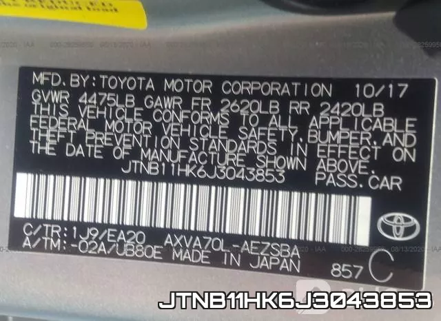 JTNB11HK6J3043853 фото 10