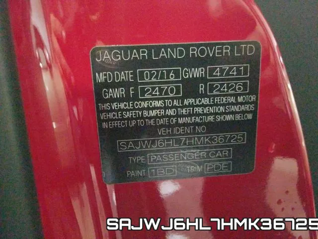 SAJWJ6HL7HMK36725 фото 2