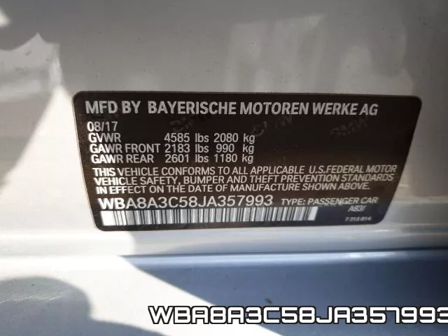 WBA8A3C58JA357993 фото 2