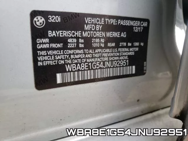 WBA8E1G54JNU92951 фото 2