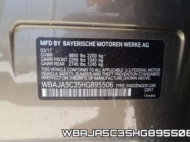 WBAJA5C35HG895506 фото 2