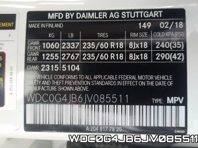 WDC0G4JB6JV085511 фото 2