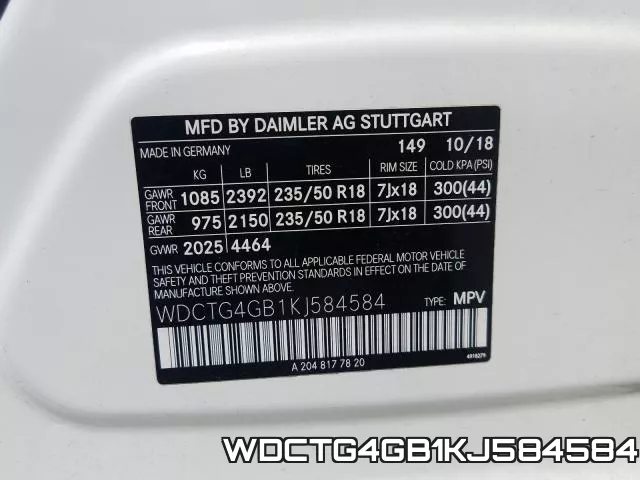 WDCTG4GB1KJ584584 фото 2