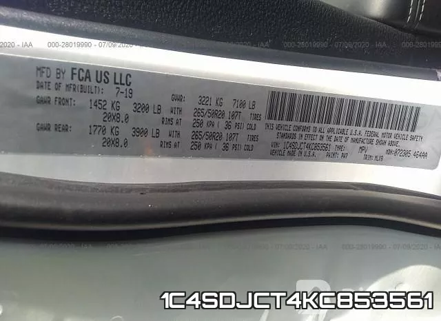 1C4SDJCT4KC853561 фото 10