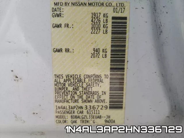 1N4AL3AP2HN336729 фото 2