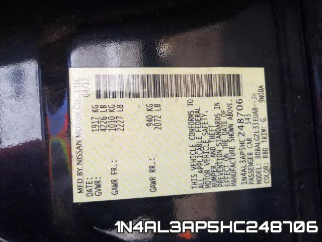 1N4AL3AP5HC248706 фото 2