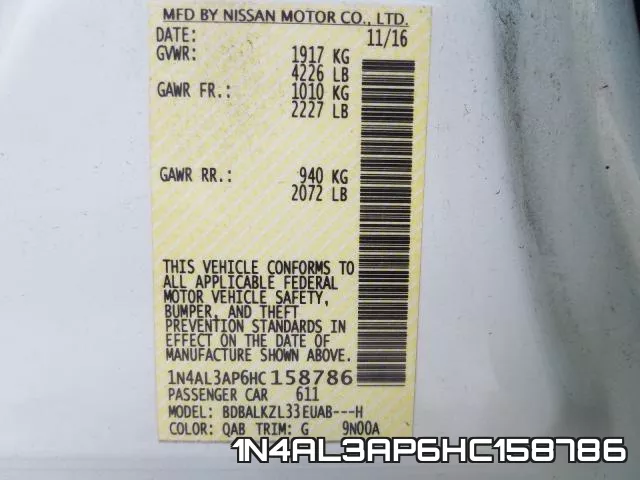1N4AL3AP6HC158786 фото 2