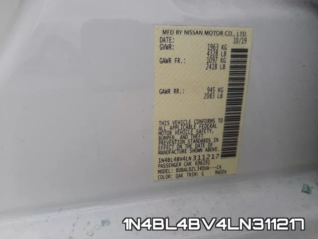 1N4BL4BV4LN311217 фото 2