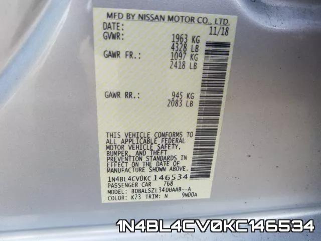 1N4BL4CV0KC146534 фото 2