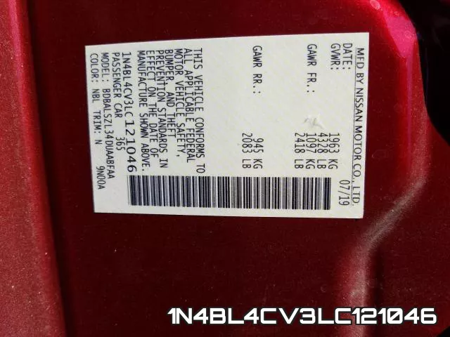 1N4BL4CV3LC121046 фото 2
