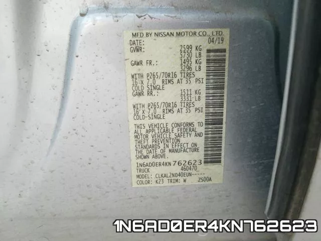 1N6AD0ER4KN762623 фото 2
