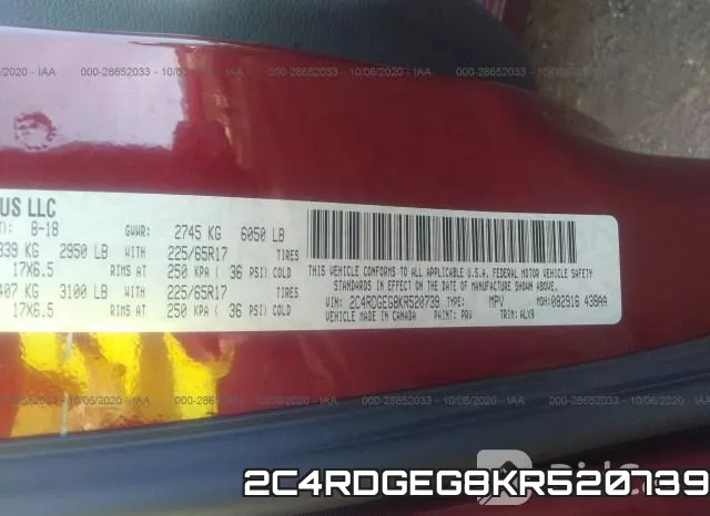 2C4RDGEG8KR520739 фото 10