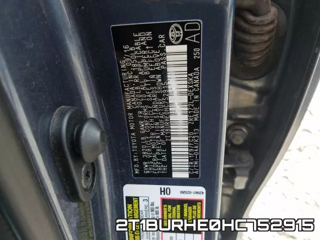 2T1BURHE0HC752915 фото 2