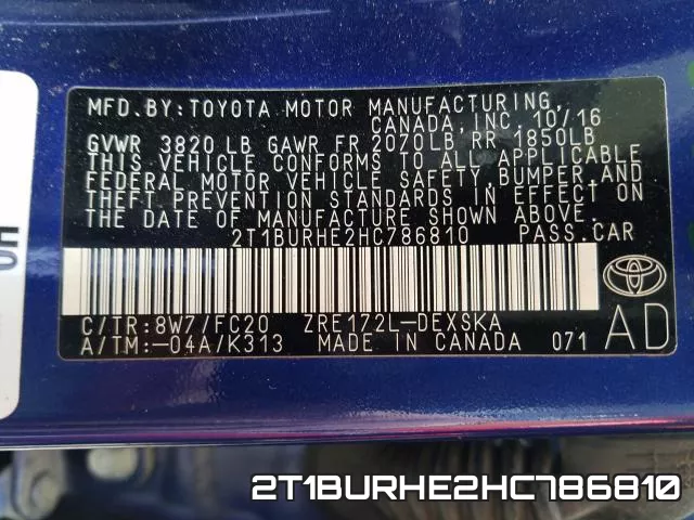 2T1BURHE2HC786810 фото 2