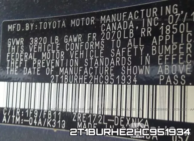 2T1BURHE2HC951934 фото 10