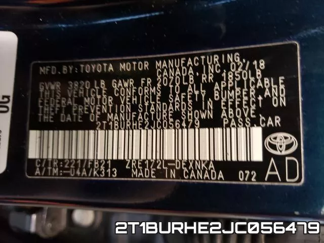 2T1BURHE2JC056479 фото 2