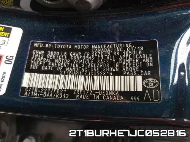 2T1BURHE7JC052816 фото 2