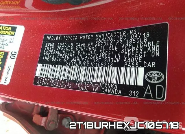 2T1BURHEXJC105718 фото 10