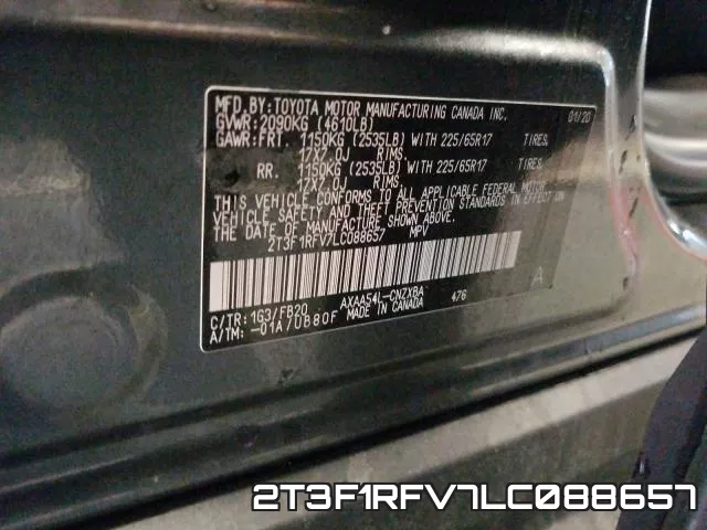 2T3F1RFV7LC088657 фото 2