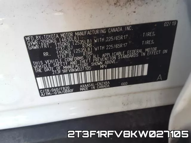 2T3F1RFV8KW027105 фото 2