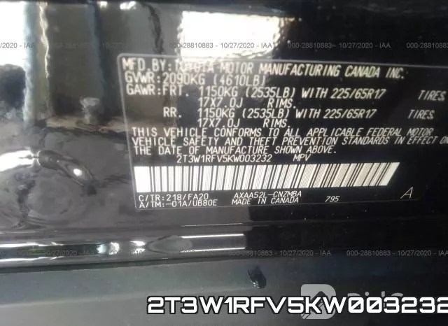 2T3W1RFV5KW003232 фото 10