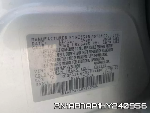 3N1AB7AP1HY240956 фото 2