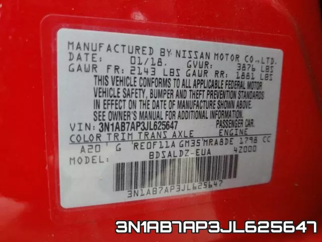 3N1AB7AP3JL625647 фото 2