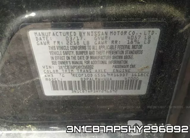 3N1CB7AP5HY296892 фото 10