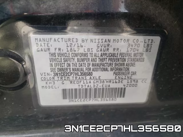 3N1CE2CP7HL356580 фото 2