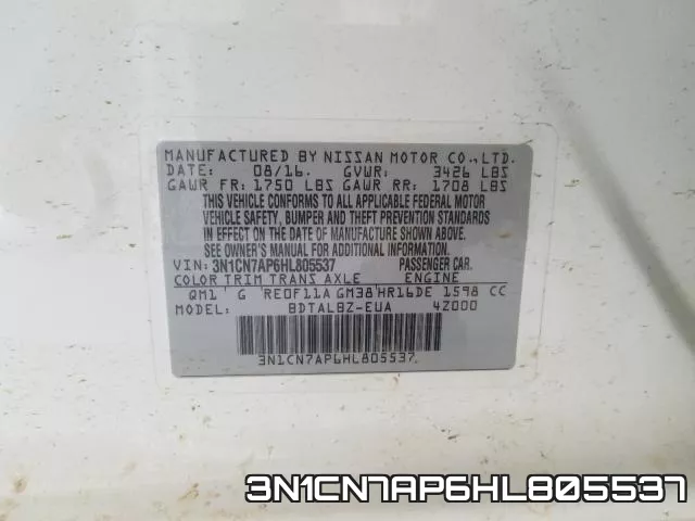 3N1CN7AP6HL805537 фото 2