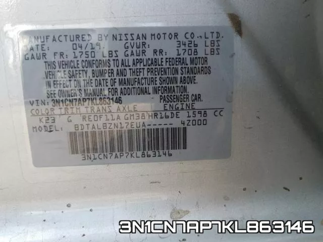 3N1CN7AP7KL863146 фото 2