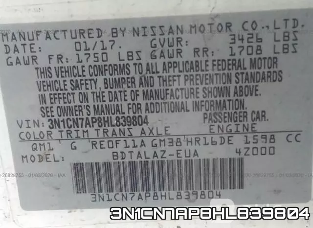 3N1CN7AP8HL839804 фото 9