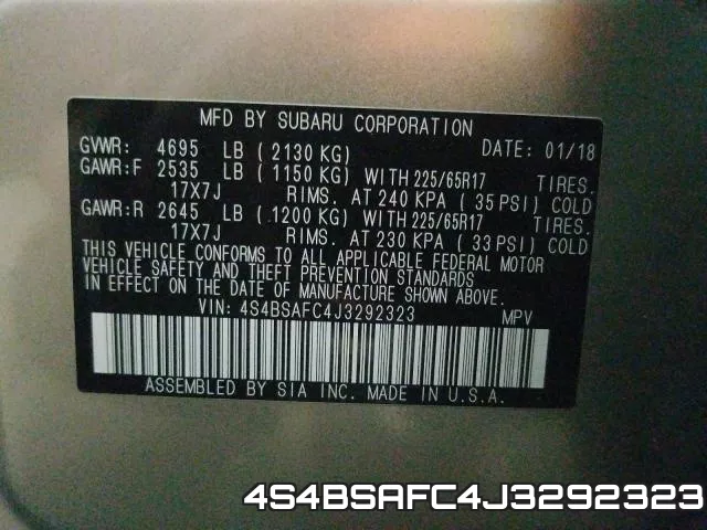 4S4BSAFC4J3292323 фото 2