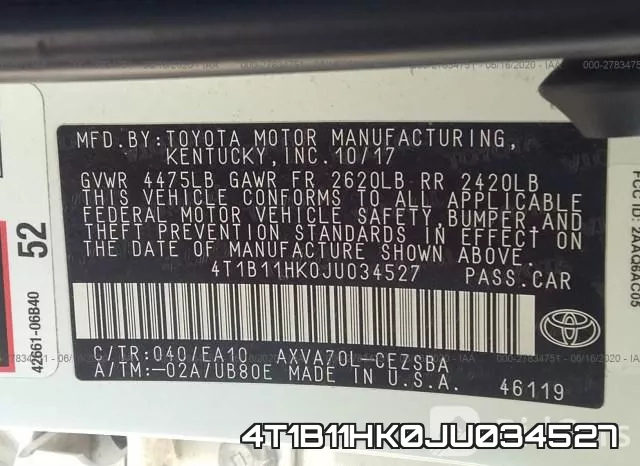 4T1B11HK0JU034527 фото 10