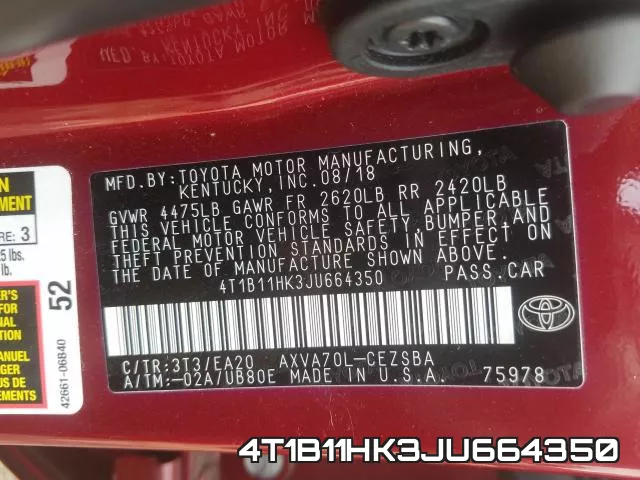 4T1B11HK3JU664350 фото 2