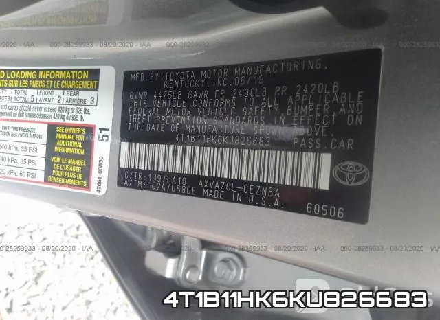 4T1B11HK6KU826683 фото 10