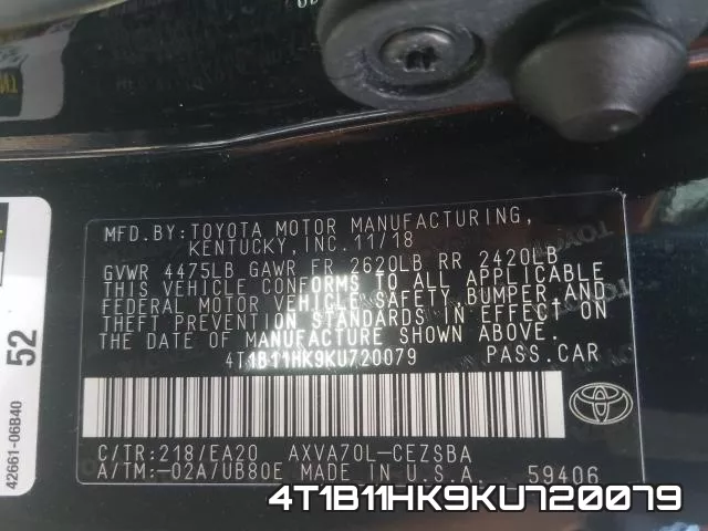 4T1B11HK9KU720079 фото 2
