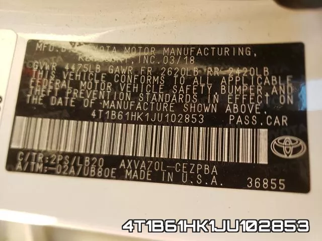 4T1B61HK1JU102853 фото 2