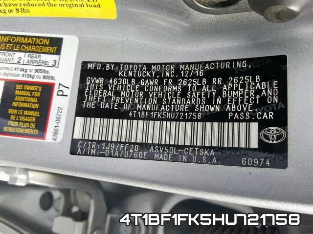4T1BF1FK5HU721758 фото 2