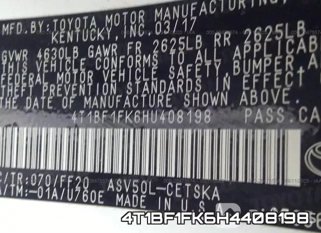 4T1BF1FK6H4408198 фото 9