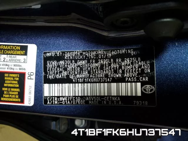 4T1BF1FK6HU737547 фото 2